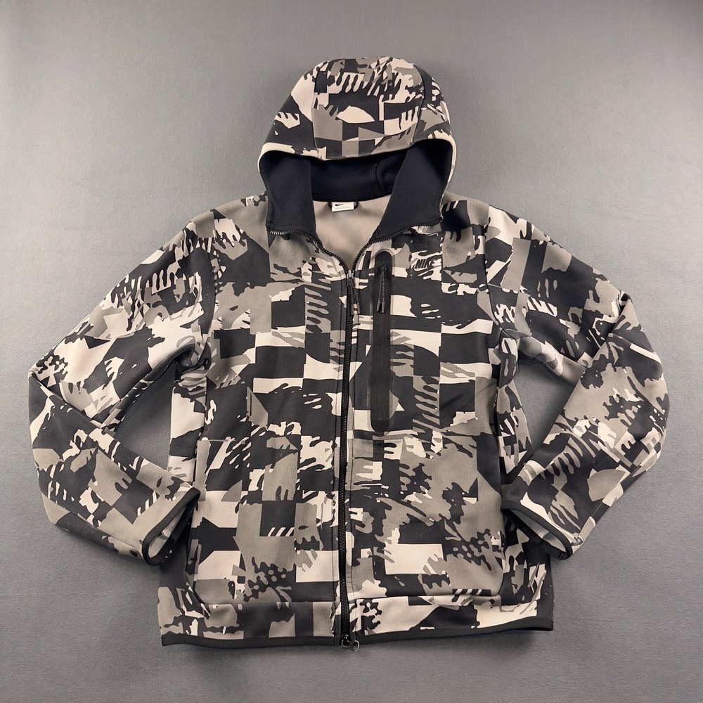 Nike Tech Fleece Full-Zip Hoodie Digi Snow Camo Grey DM6456-077 Mens M